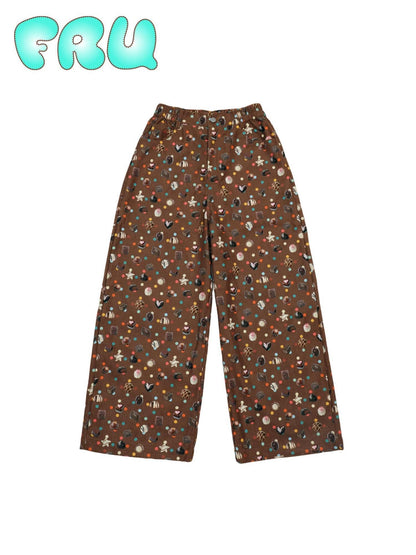 Frufru Gulu Candy Print Brown Corduroy Women&
