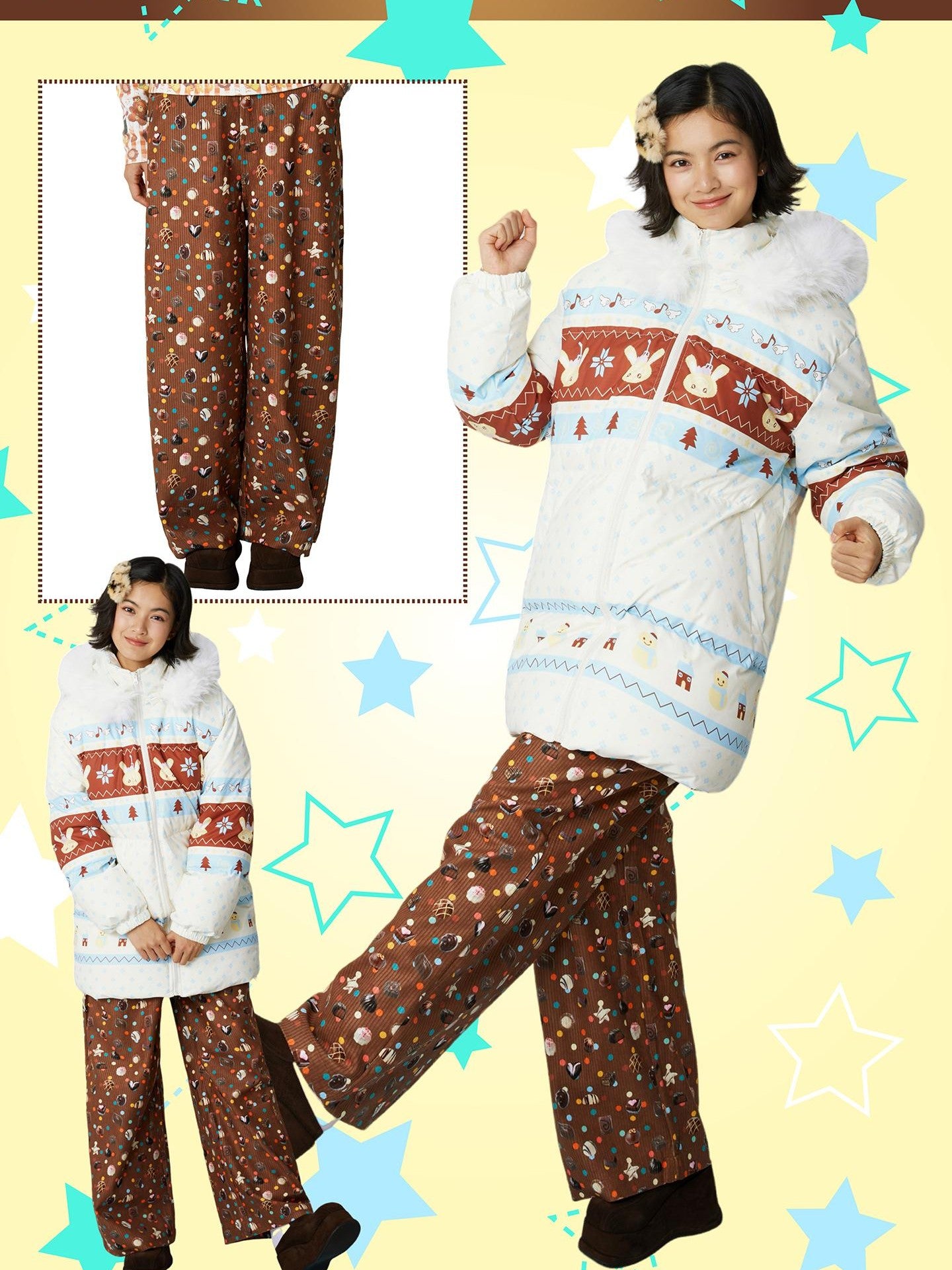 Frufru Gulu Candy Print Brown Corduroy Women&