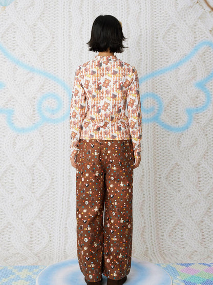 Frufru Gulu Candy Print Brown Corduroy Women&