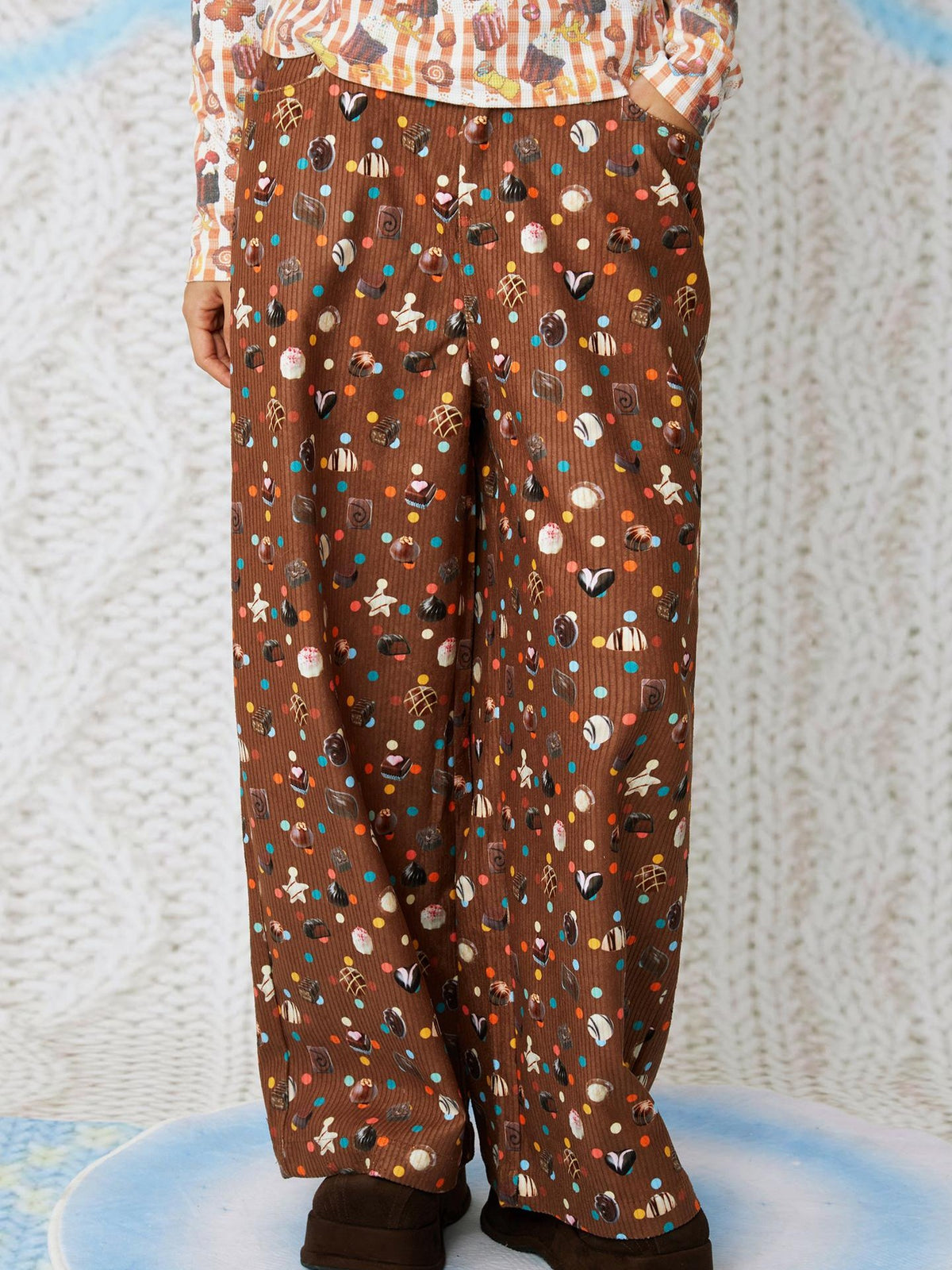 Frufru Gulu Candy Print Brown Corduroy Women&