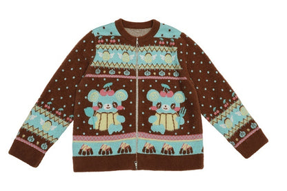 Frufru_Gulu_Chocolate_Bear_Cartoon_Hooded_Zip_Knit_Women&