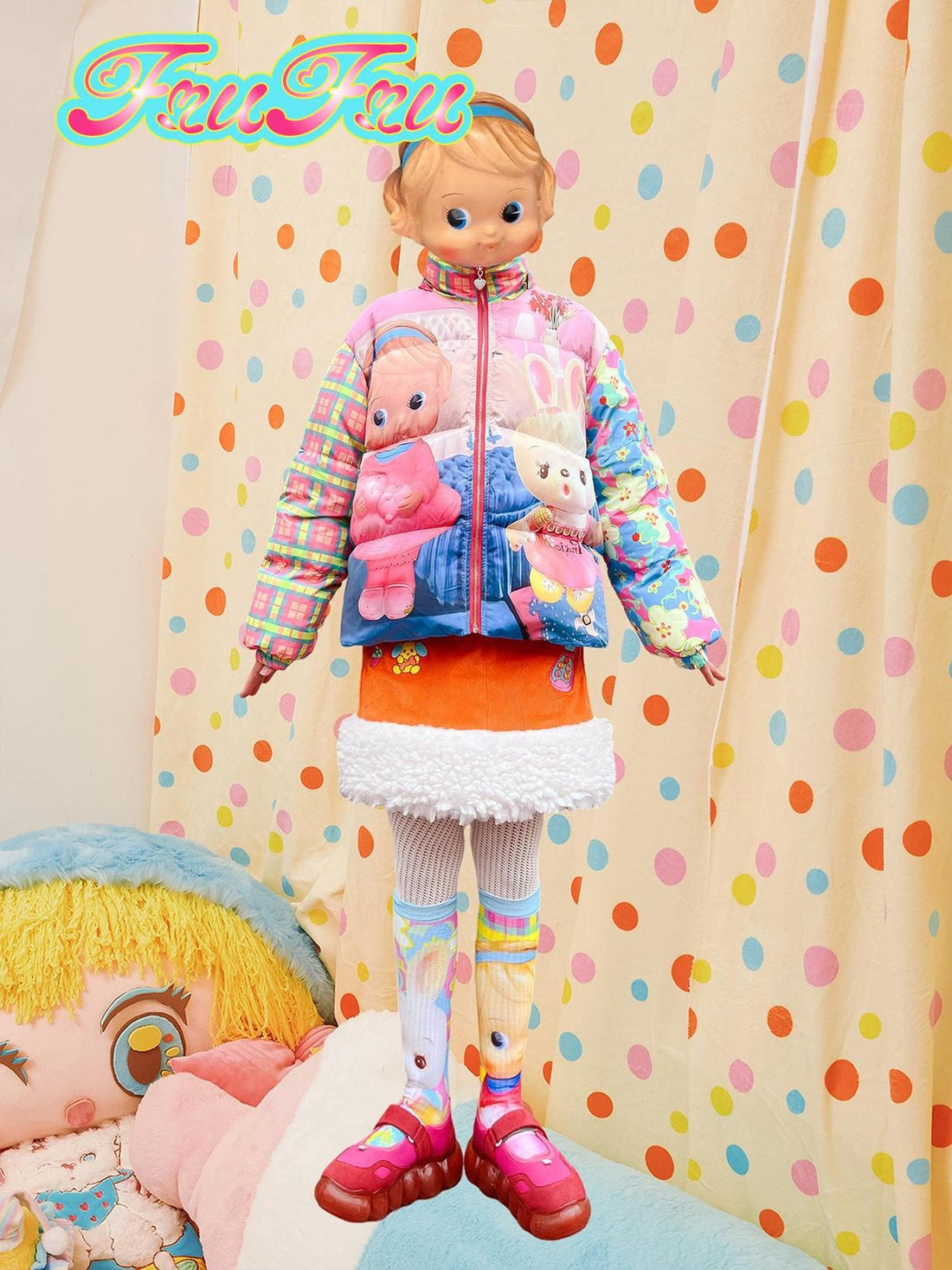 Frufru Gulu Colorful Cartoon Print Mid Length Women&