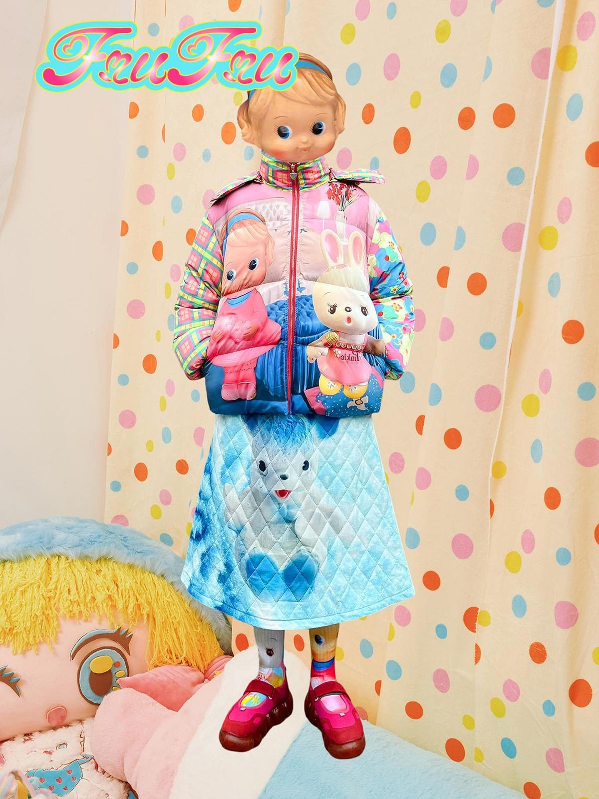 Frufru Gulu Colorful Cartoon Print Mid Length Women&