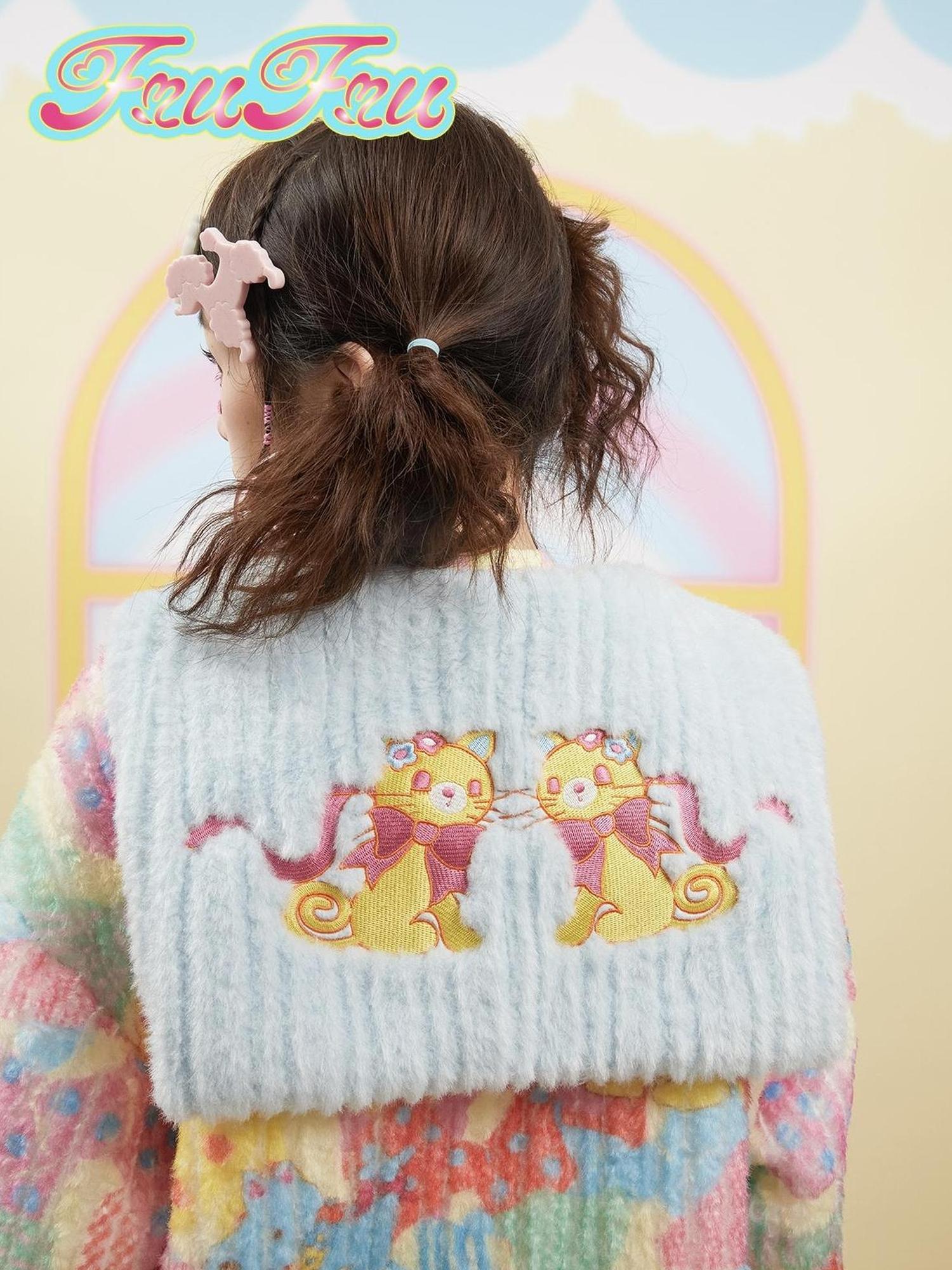 Frufru Gulu Frufru Gulu Cozy Winter Fluffy Print Dress For Girls