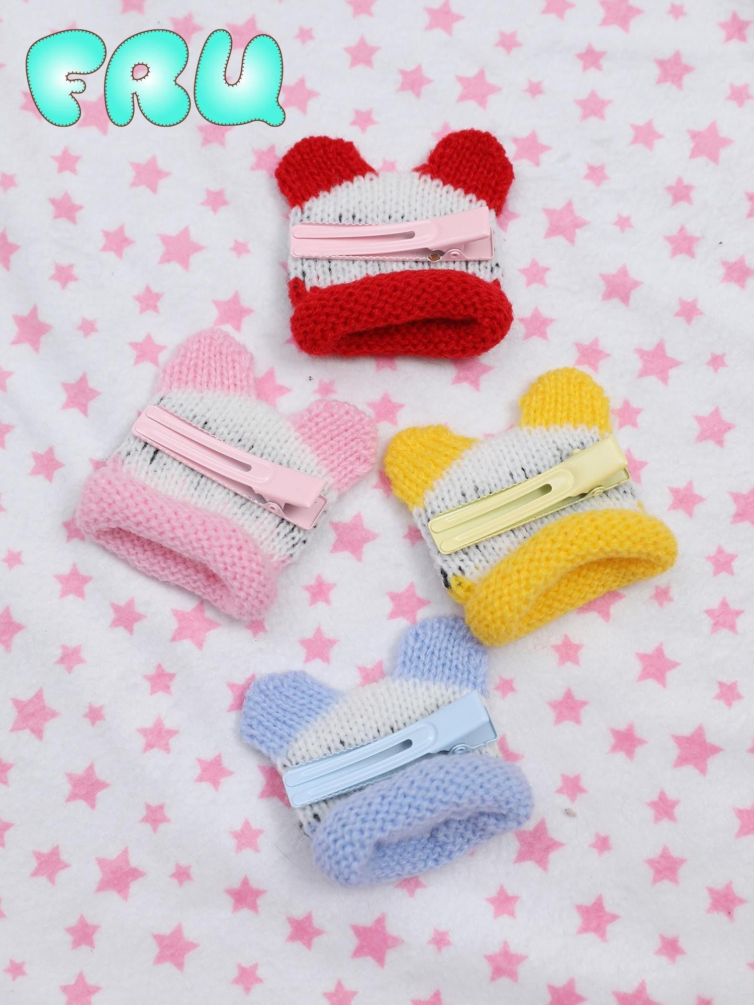 Frufru Gulu Cute Handmade Knit Bear Side Clip Women&