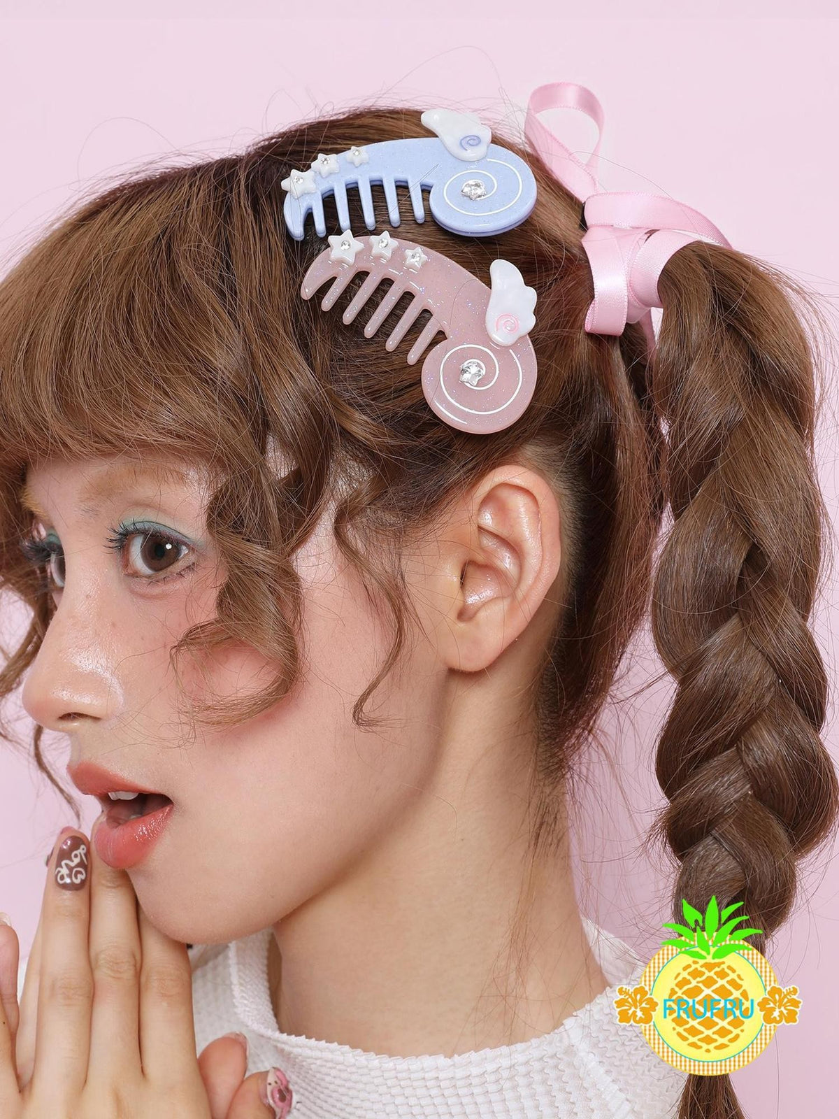 Frufru Gulu Cute Pink Blue Comb Design Women&