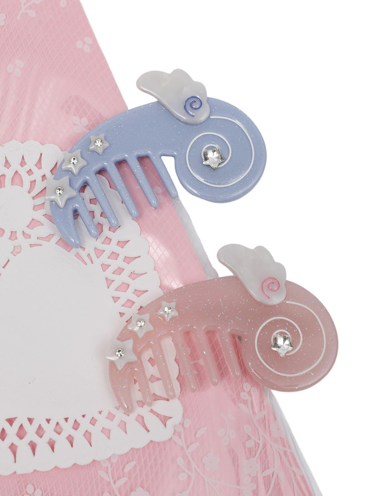 Frufru Gulu Cute Pink Blue Comb Design Women&