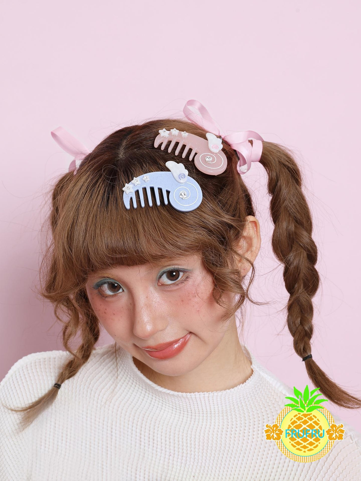 Frufru Gulu Cute Pink Blue Comb Design Women&