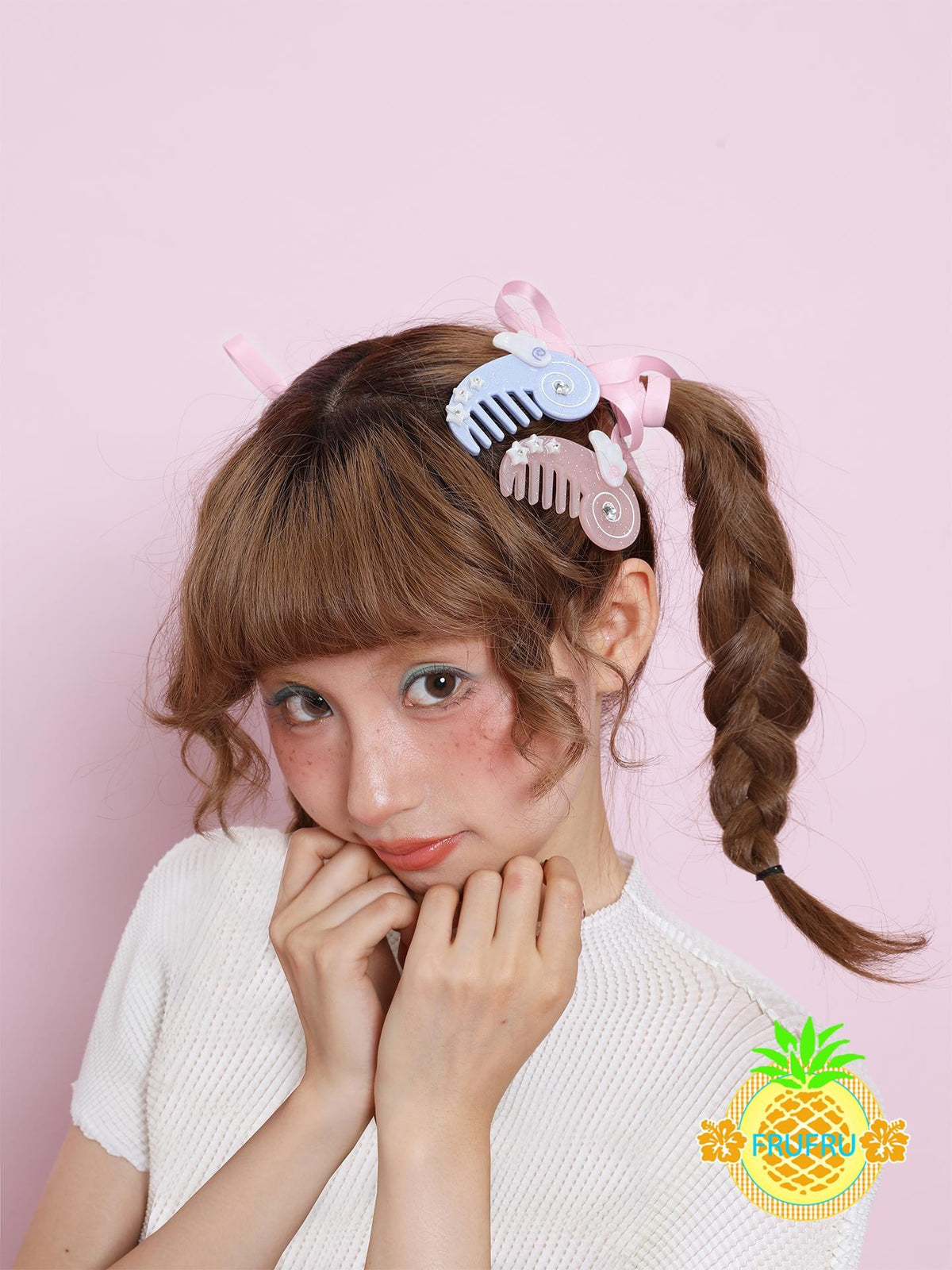 Frufru Gulu Cute Pink Blue Comb Design Women&