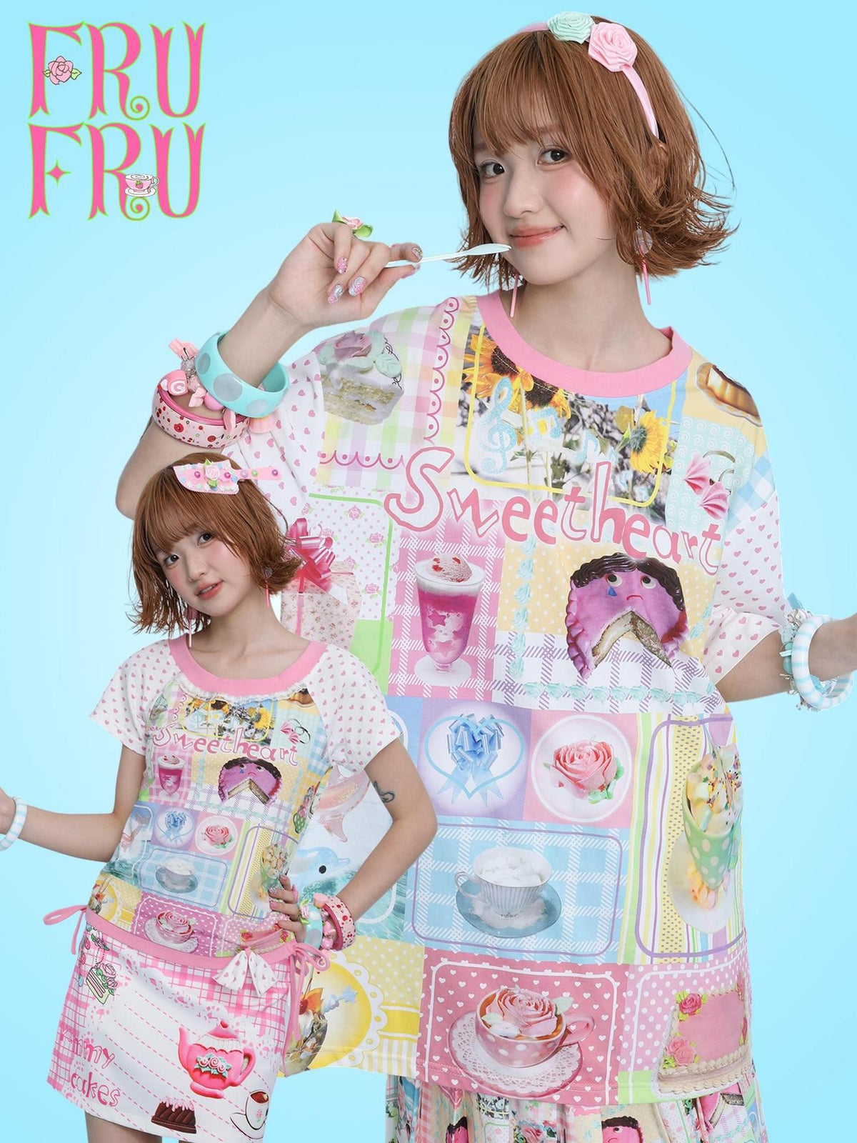 Frufru Gulu Cute Rose Cake Dessert Print Women&