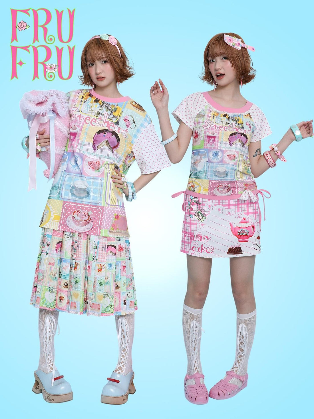 Frufru Gulu Cute Rose Cake Dessert Print Women&