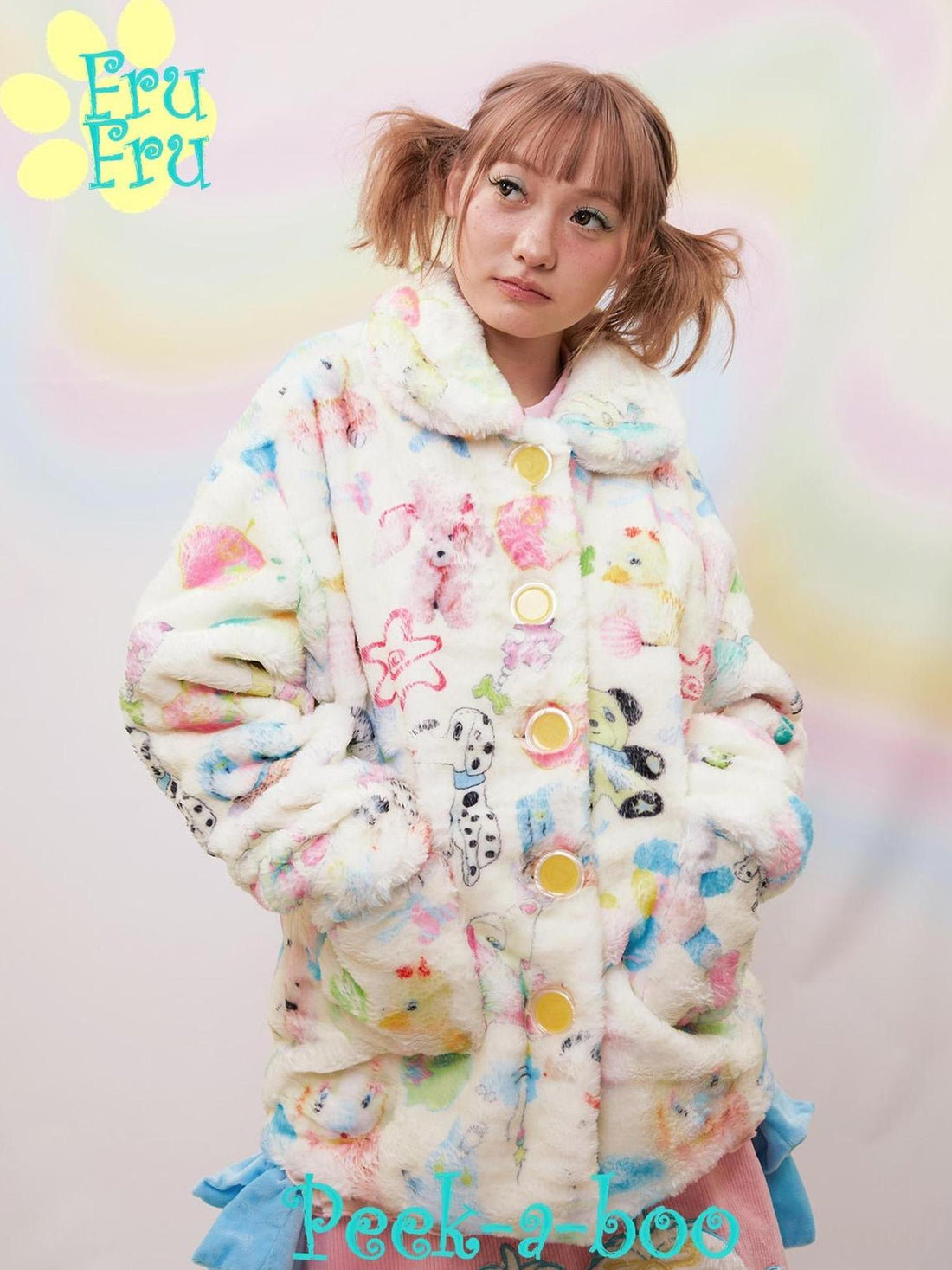 Frufru Gulu Frufru Gulu Dollhouse Print Custom Quilted Winter Jacket Pink Lining