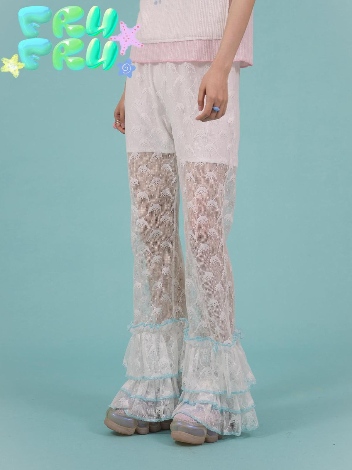 Frufru Gulu Dolphin Asymmetric Lace Patchwork Women&