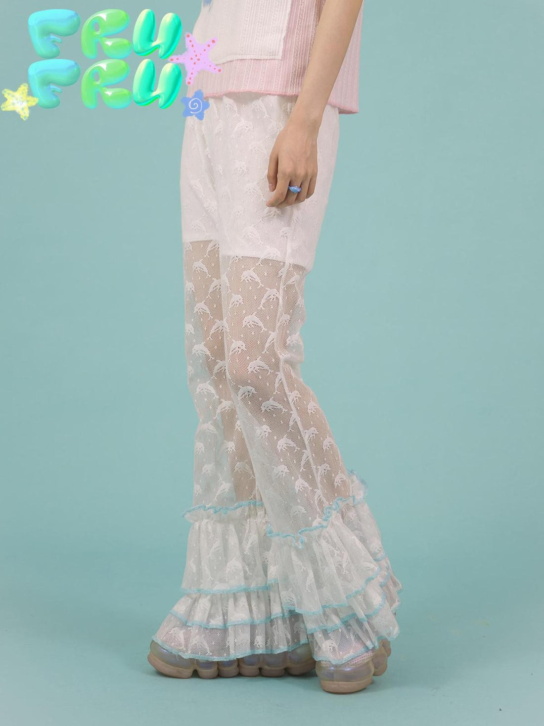 Frufru Gulu Dolphin Asymmetric Lace Patchwork Women&