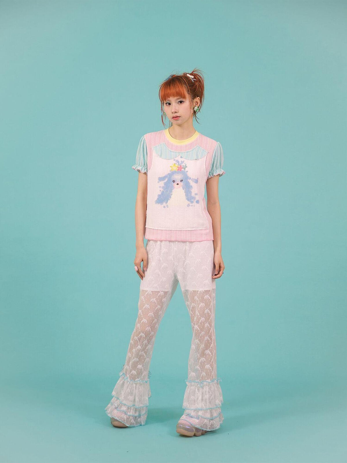 Frufru Gulu Dolphin Asymmetric Lace Patchwork Women&