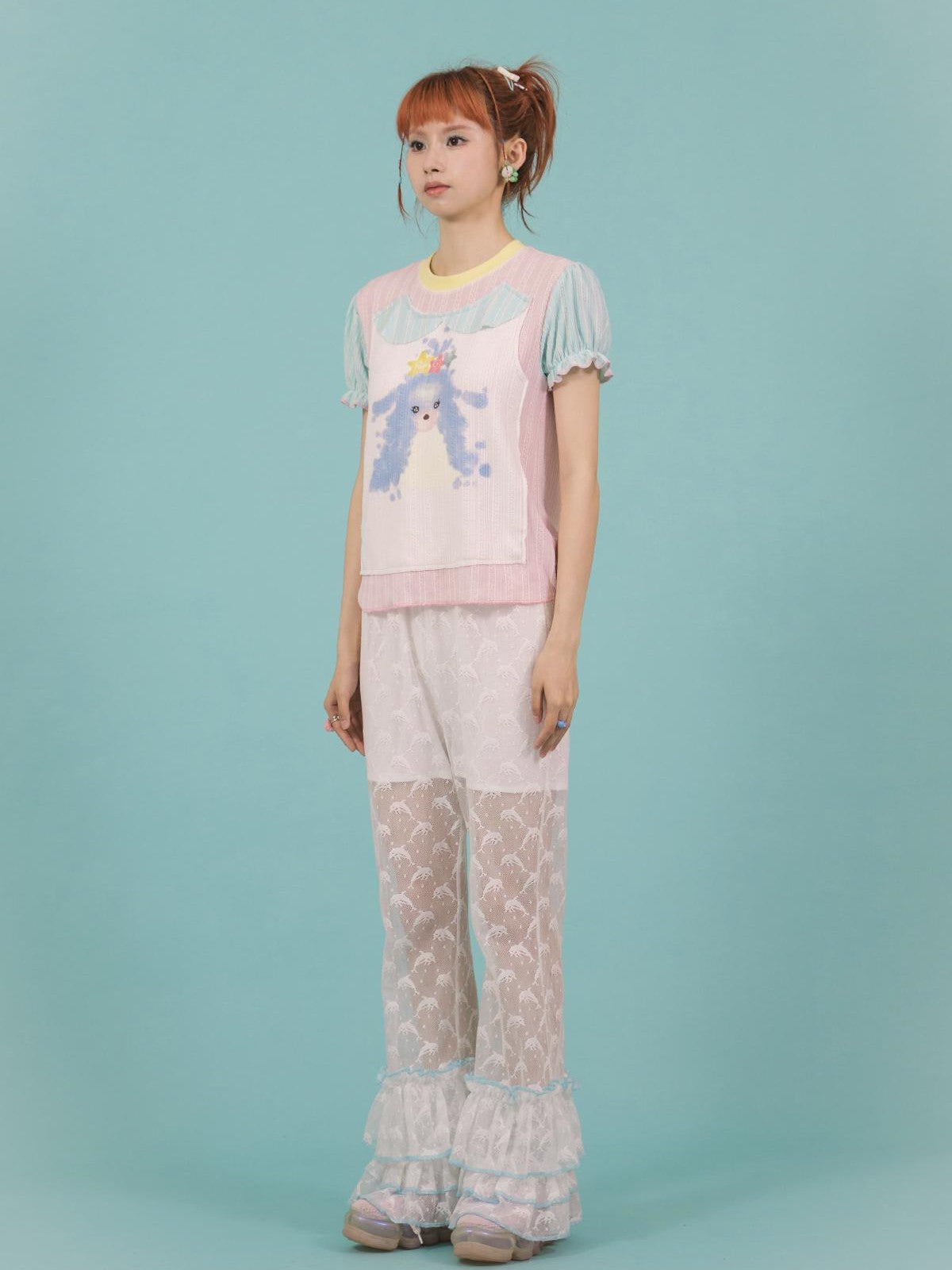 Frufru Gulu Dolphin Asymmetric Lace Patchwork Women&
