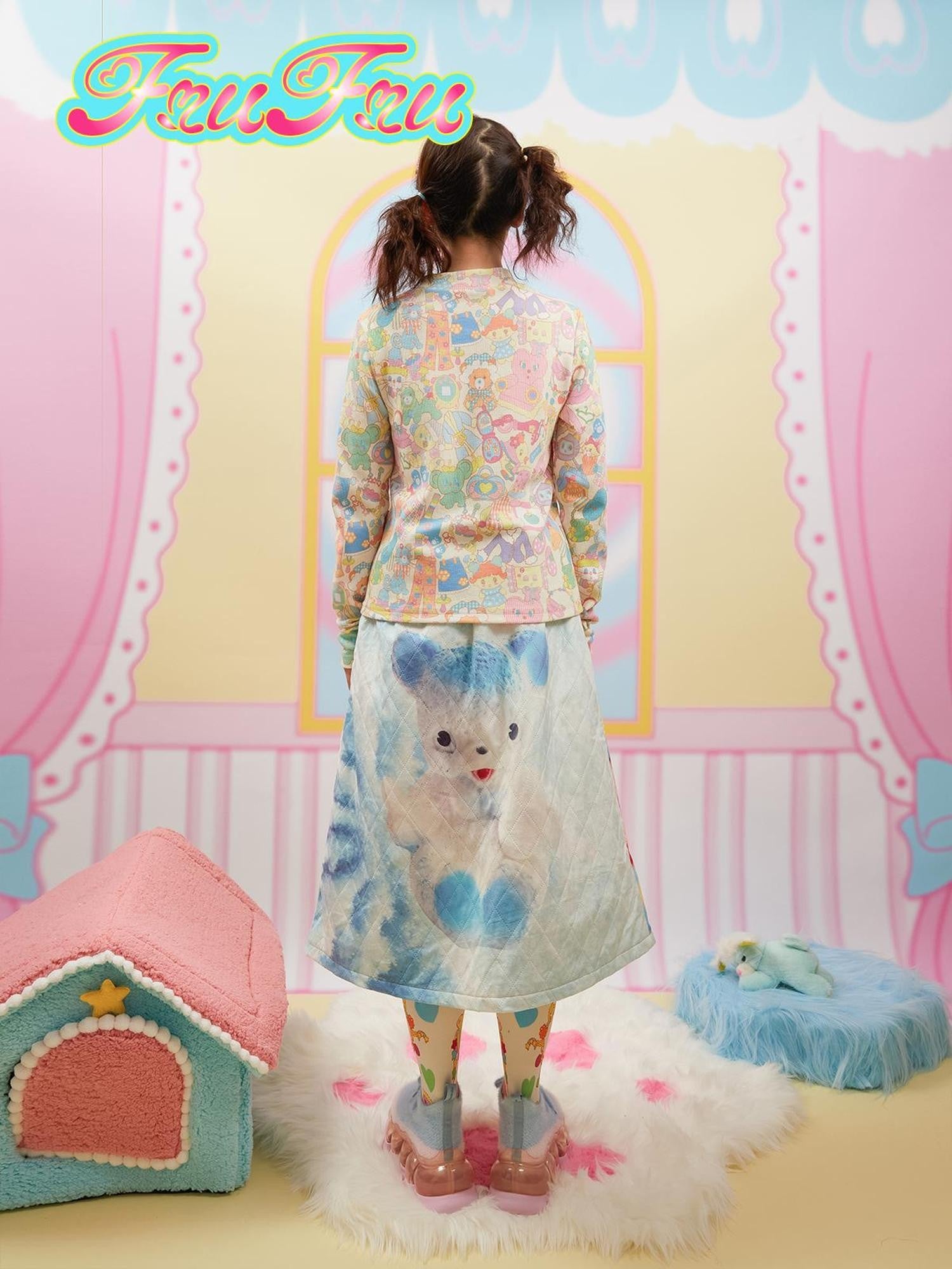 Frufru Gulu Double Sided Cartoon Print Quilted A Line Women&