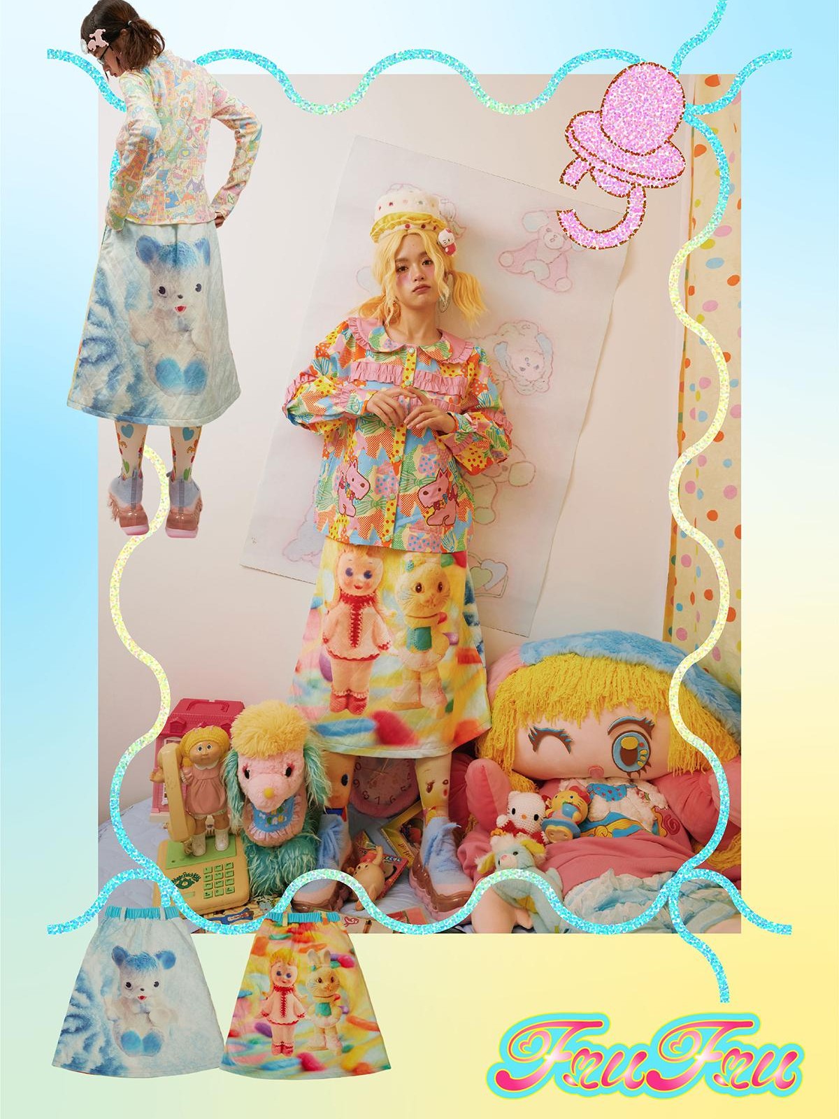 Frufru Gulu Double Sided Cartoon Print Quilted A Line Women&