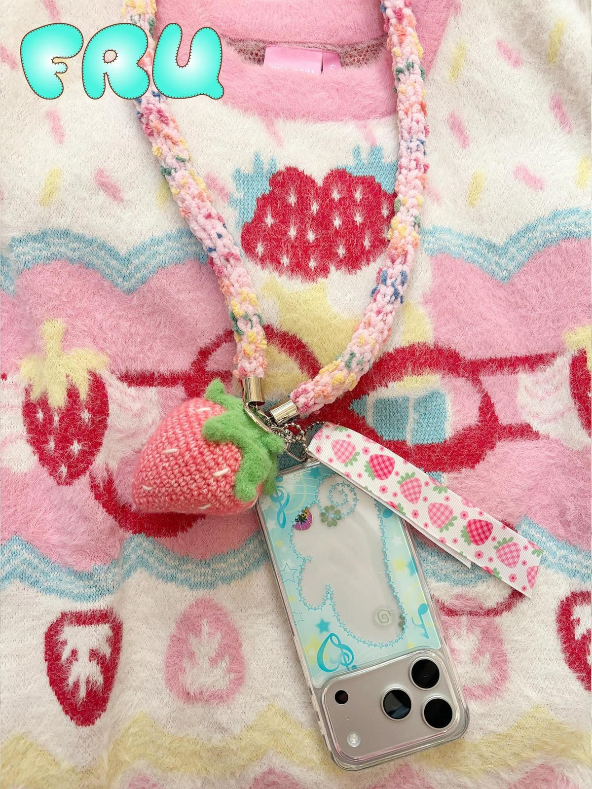 Frufru Gulu Handmade Knitted Pink Strawberry Women&