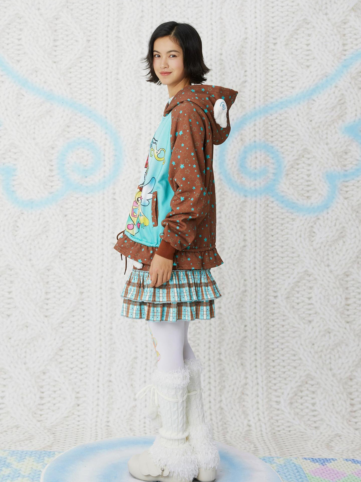 Frufru Gulu Mint Chocolate Cartoon Print Raglan Women&