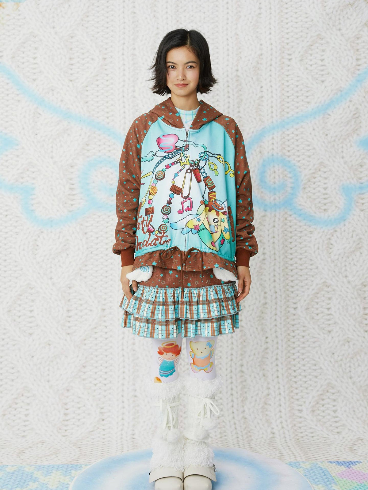 Frufru Gulu Mint Chocolate Cartoon Print Raglan Women&