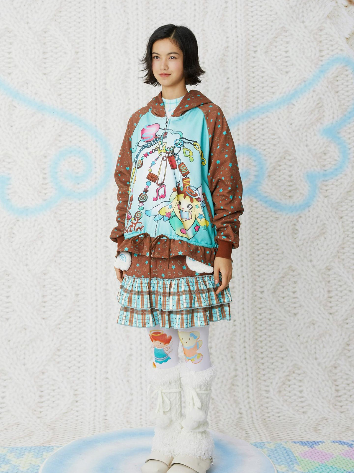 Frufru Gulu Mint Chocolate Cartoon Print Raglan Women&