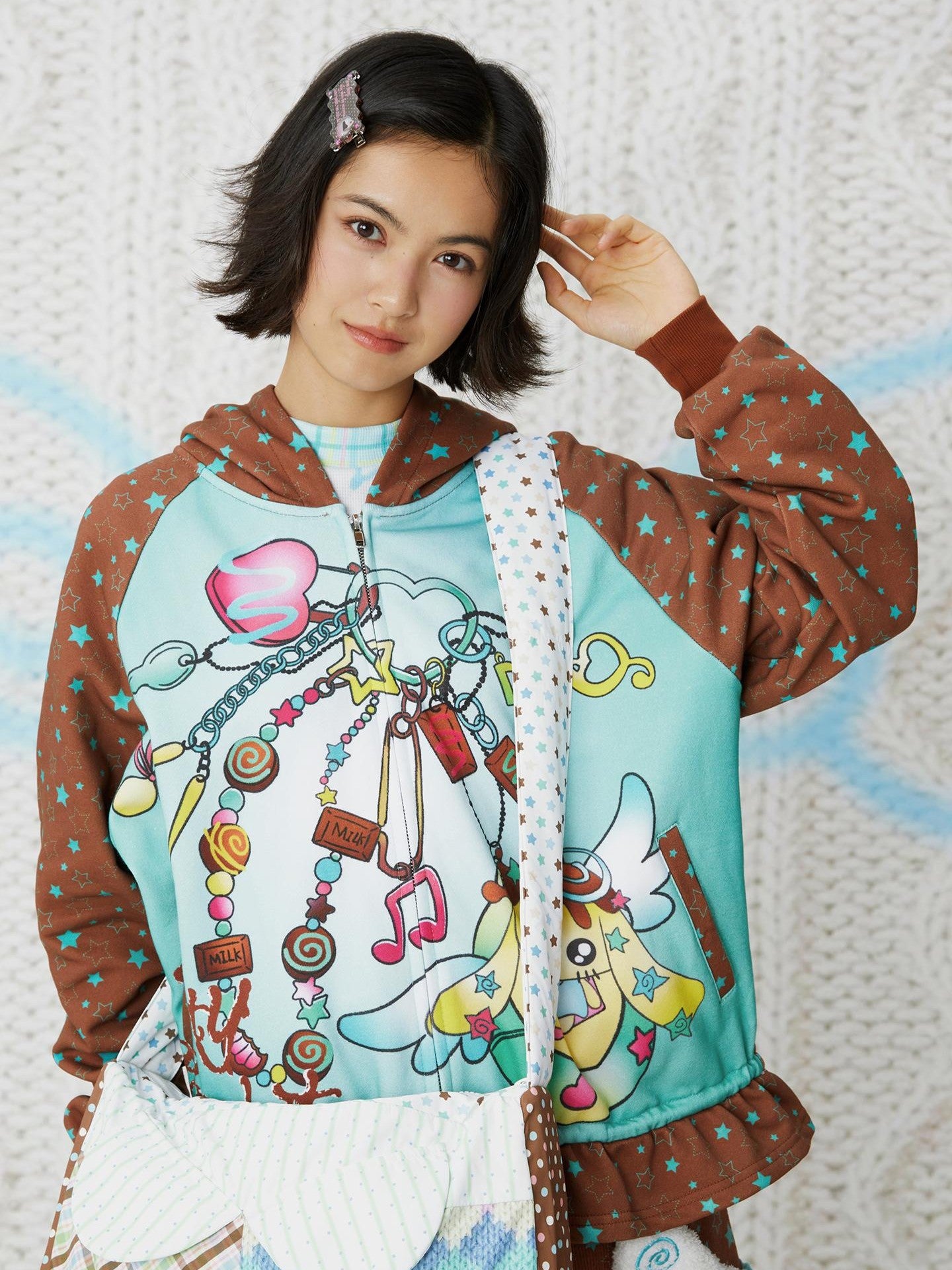 Frufru Gulu Mint Chocolate Cartoon Print Raglan Women&