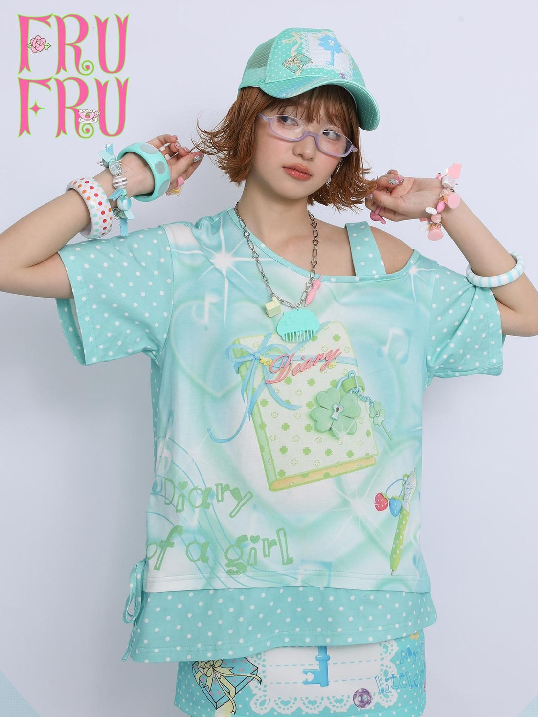 Frufru Gulu Mint Green Four Leaf Clover Polka Dot Women&
