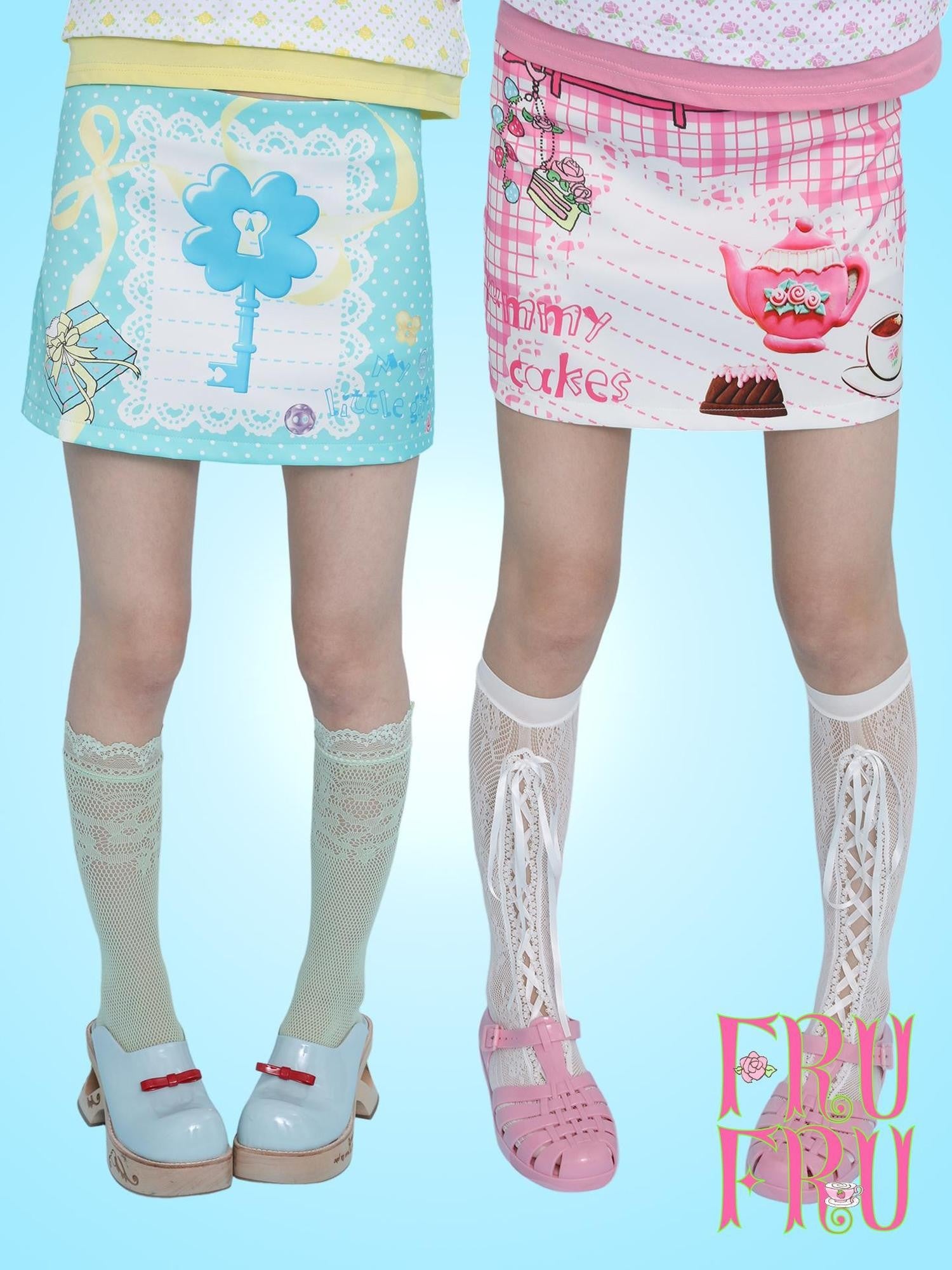 Frufru Gulu Mint Green Magenta Rose Print Slim Fit A Line Women&