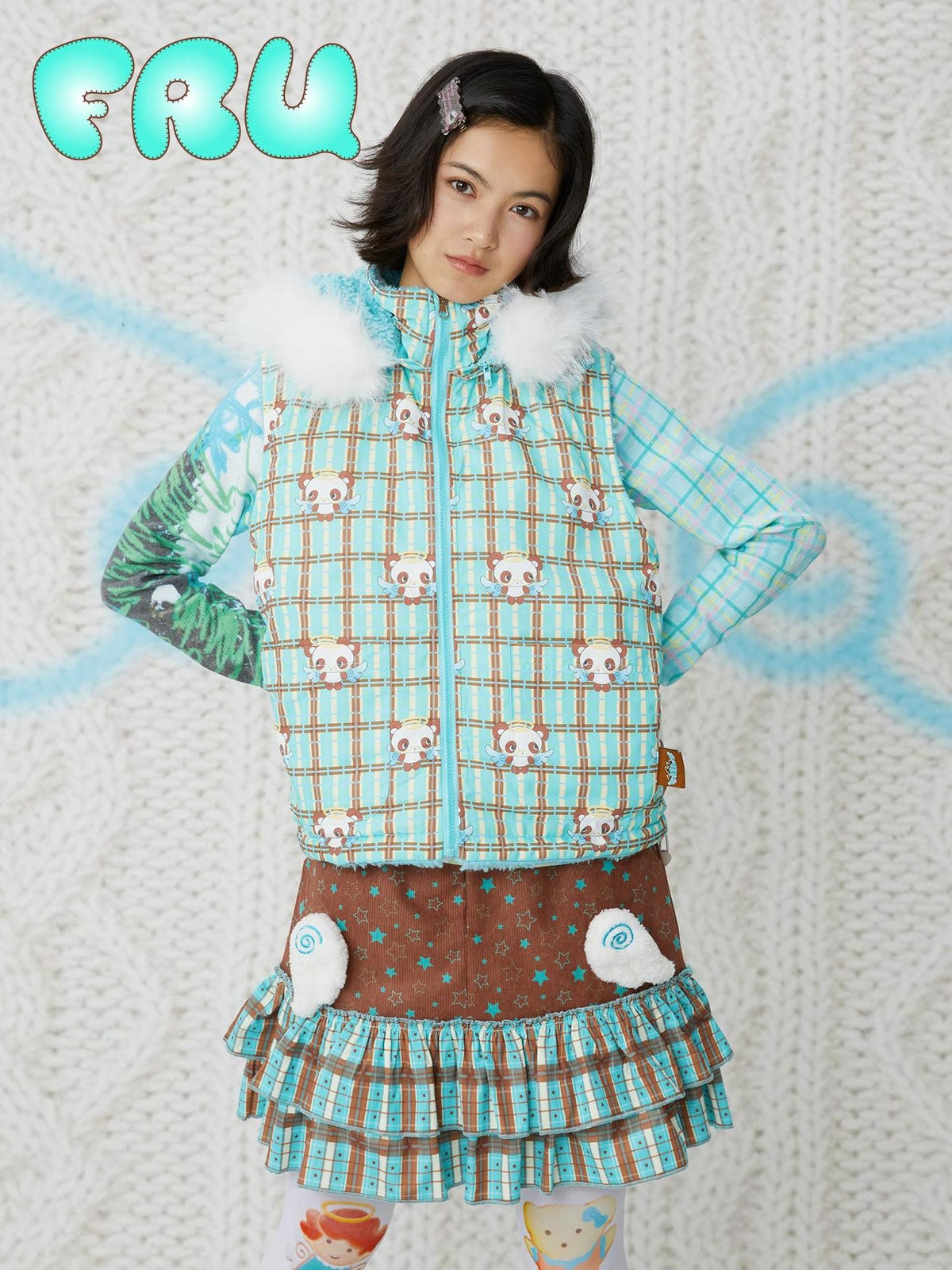 Frufru Gulu Oversized Reversible Panda Print Hooded Women&