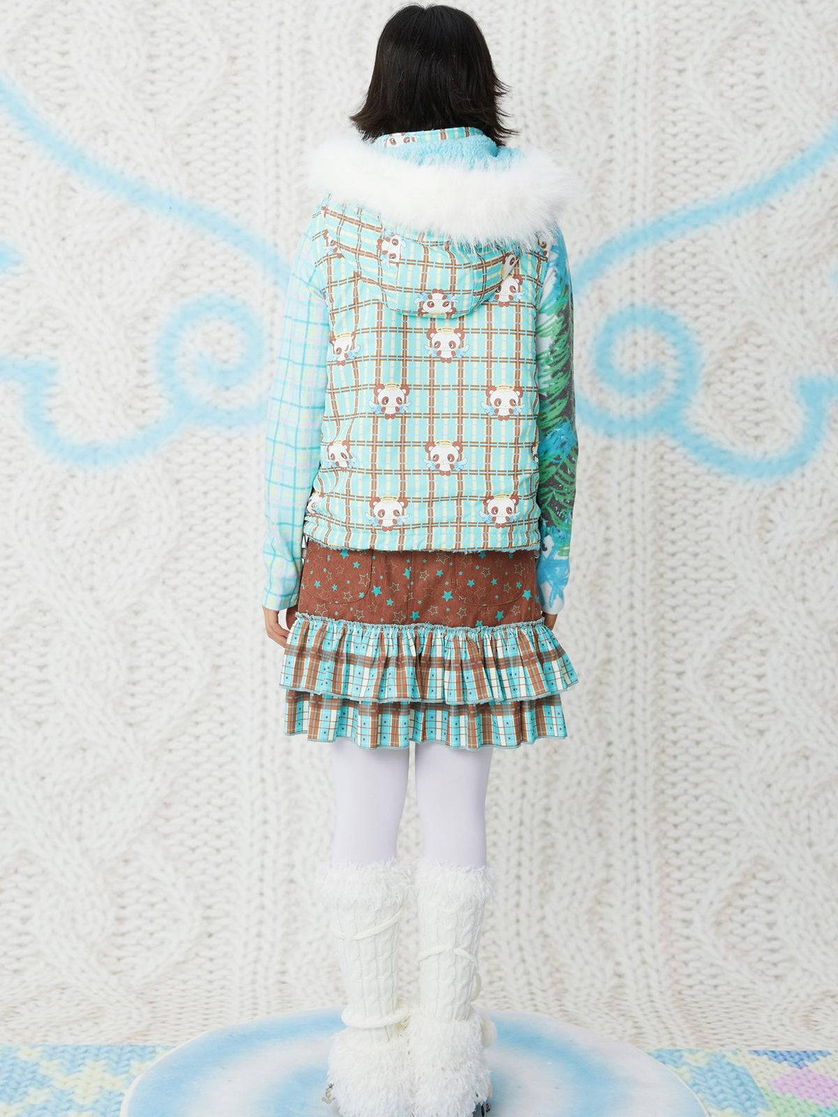 Frufru Gulu Oversized Reversible Panda Print Hooded Women&