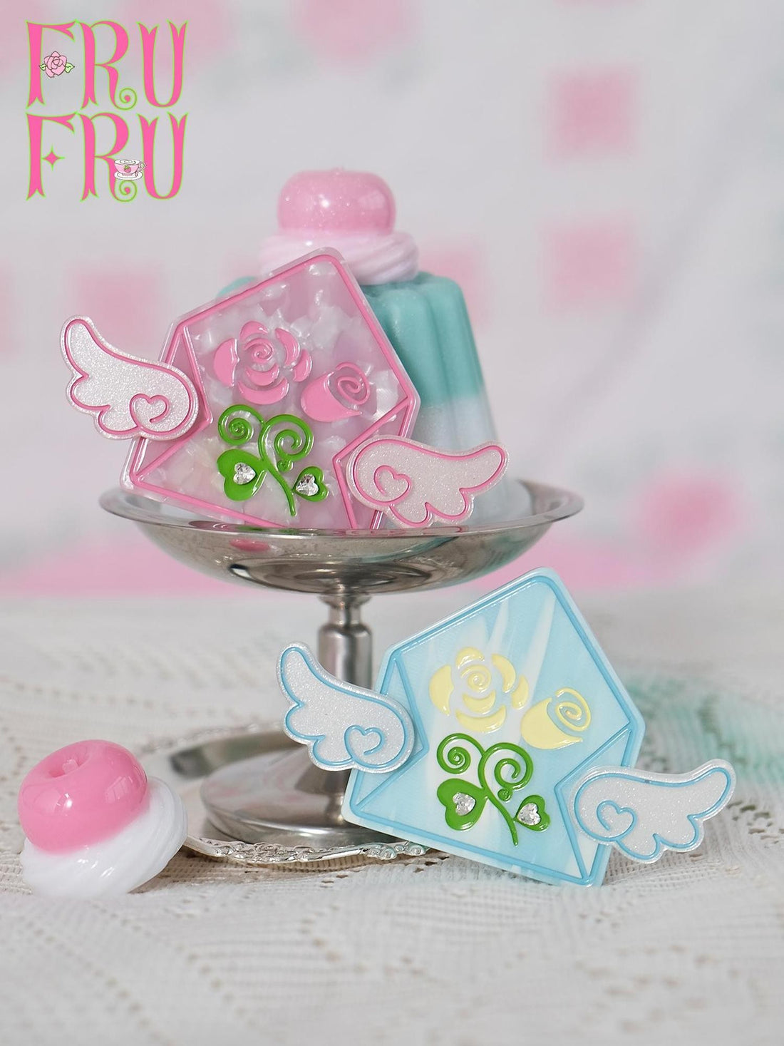 Frufru Gulu Pink Blue Rose Love Letter Envelope Women&