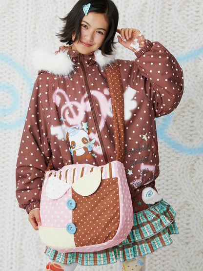 Frufru Gulu Polka Dot Two Tone Spacious Crossbody Women&