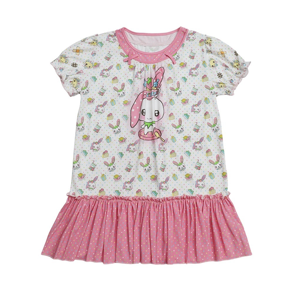 Frufru_Gulu_Rose_Cafe_Bear_Rabbit_Print_Faux_Two_Piece_Women&