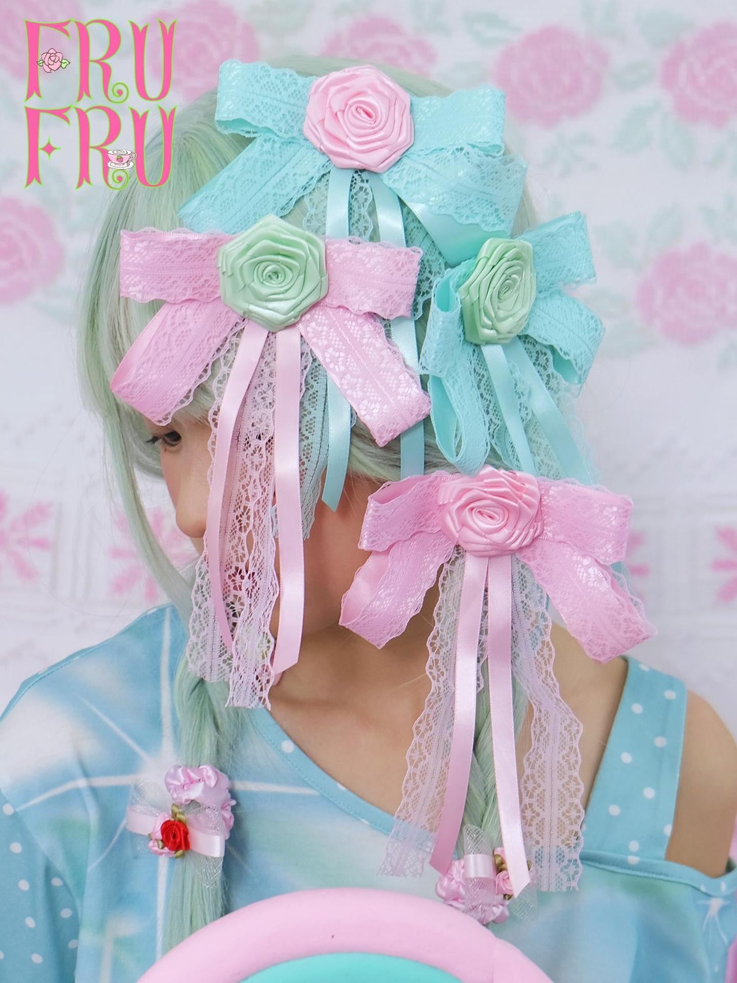 Frufru Gulu Rose Cafe Vintage Bow Side Clip Women&
