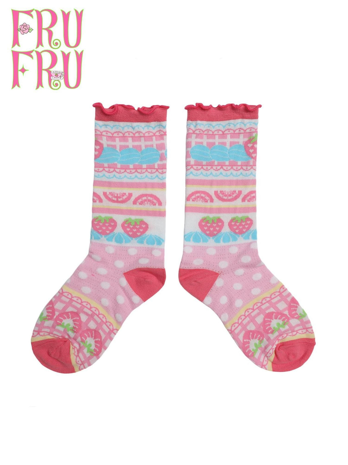 Frufru Gulu Rose Coffee House Cream Strawberry Cake Print Women&