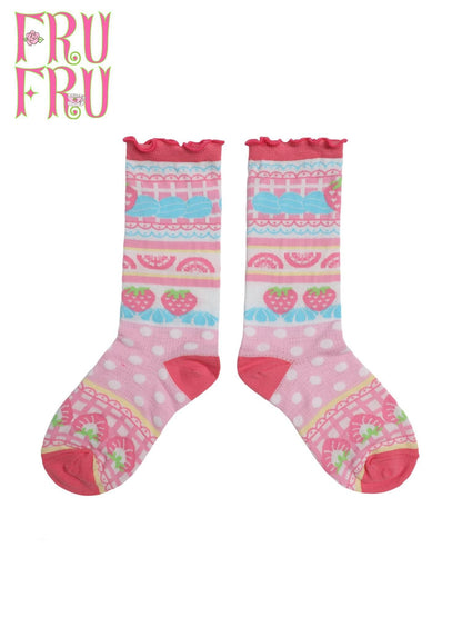 Frufru Gulu Rose Coffee House Cream Strawberry Cake Print Women&
