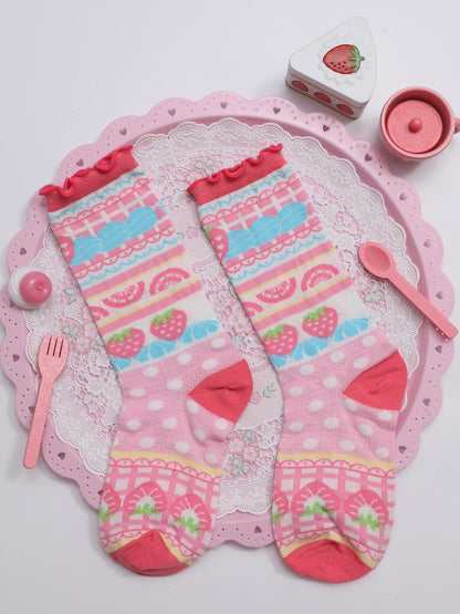 Frufru Gulu Rose Coffee House Cream Strawberry Cake Print Women&