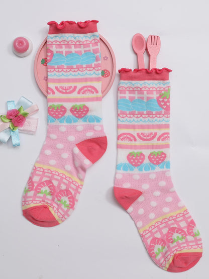 Frufru Gulu Rose Coffee House Cream Strawberry Cake Print Women&