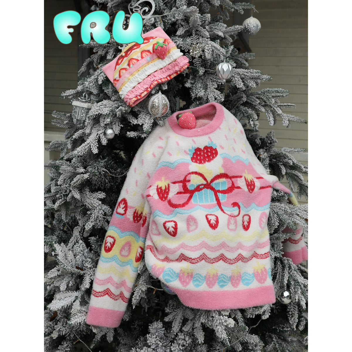 Frufru_Gulu_Strawberry_Bow_Loose_Fit_Long_Sleeve_Women&