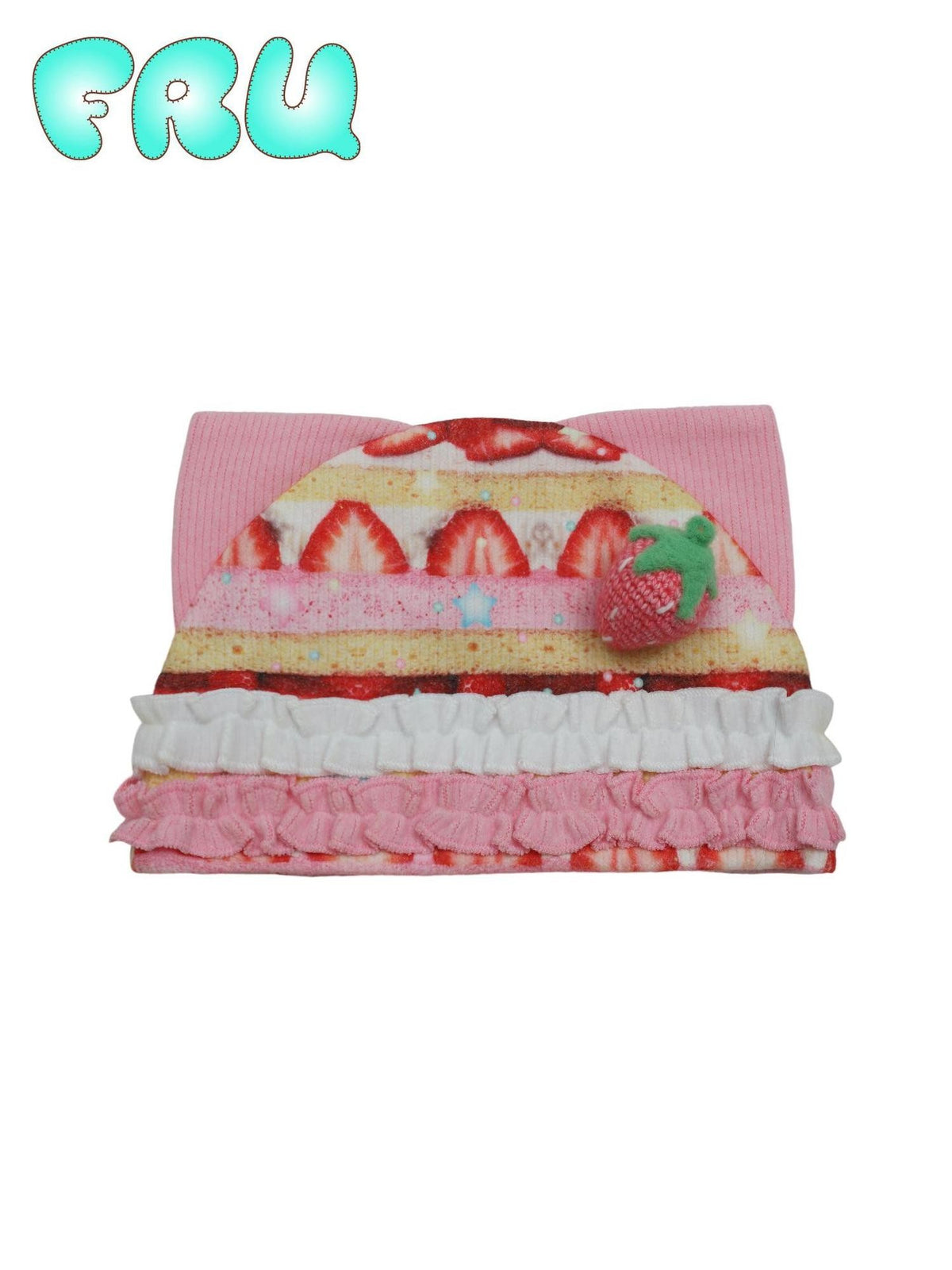 Frufru Gulu Strawberry Cake Print Patchwork Cat Ear Women&