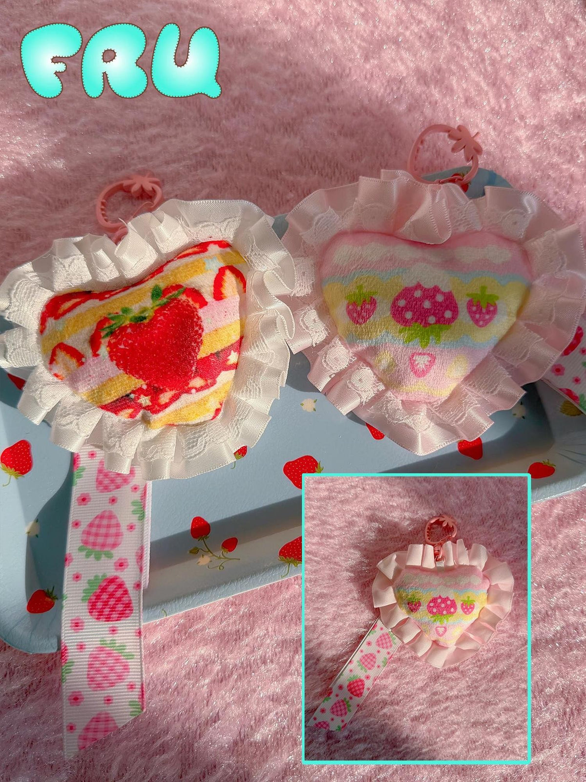 Frufru Gulu Strawberry Heart Lace Side Clip Women&