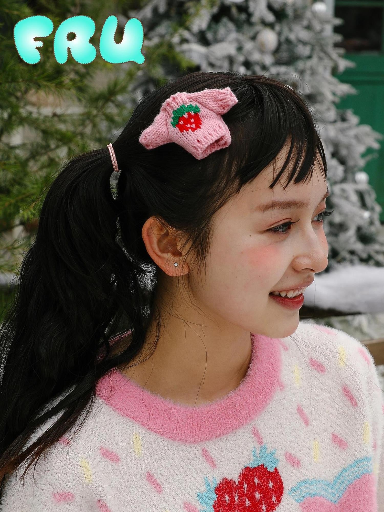 Frufru Gulu Strawberry Knitted Mini Sweater Women&
