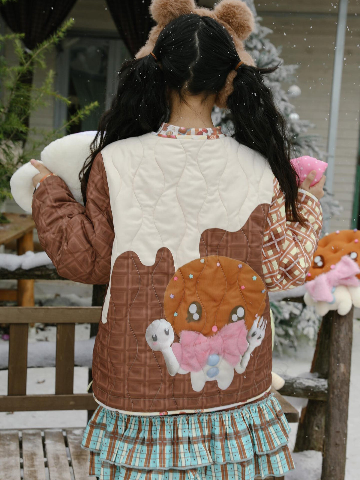 Frufru Gulu Sweet Cartoon Doll Print Reversible Loose Women&
