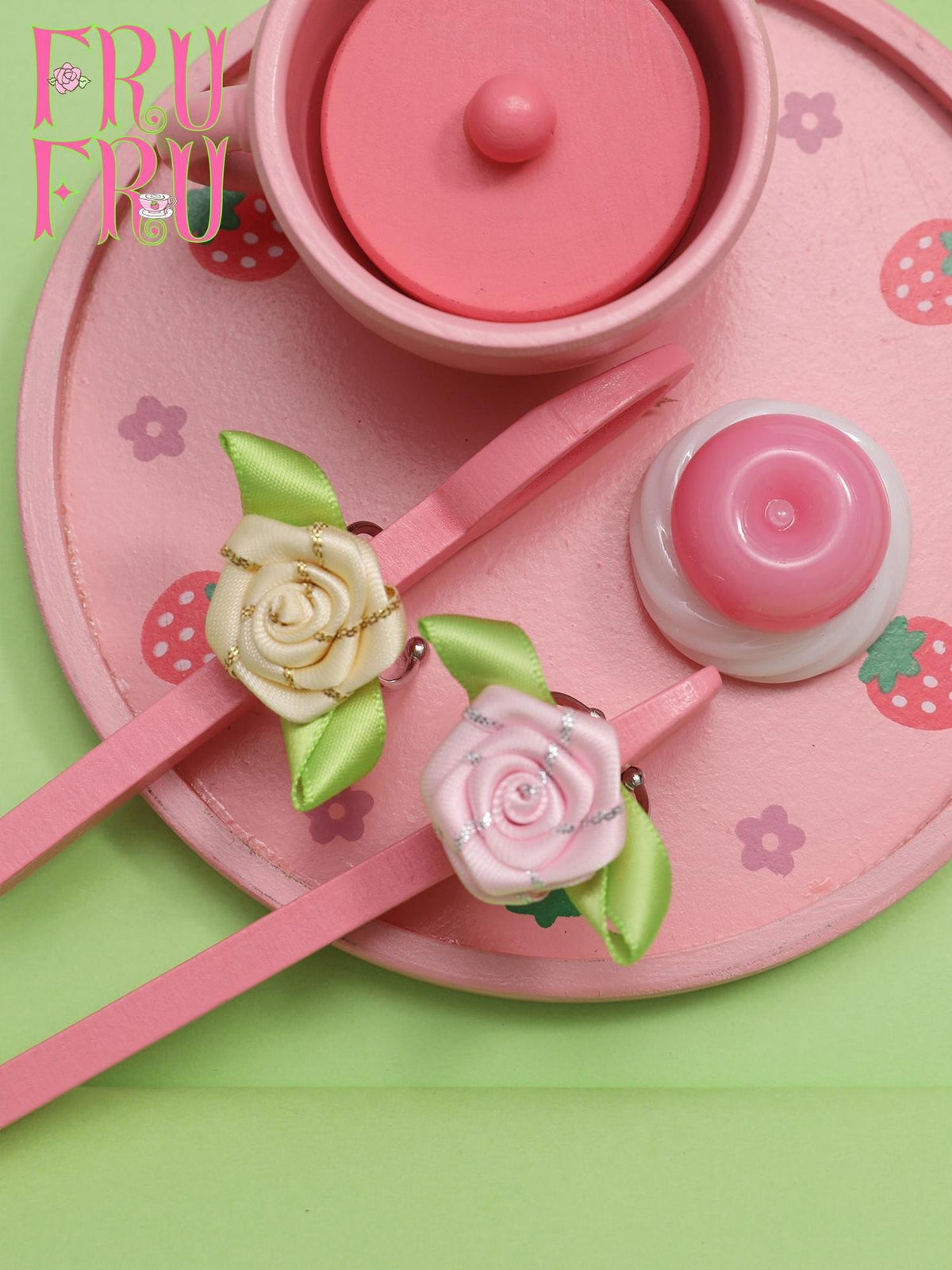 Frufru Gulu Vintage Satin Rose Flower Cute Women&