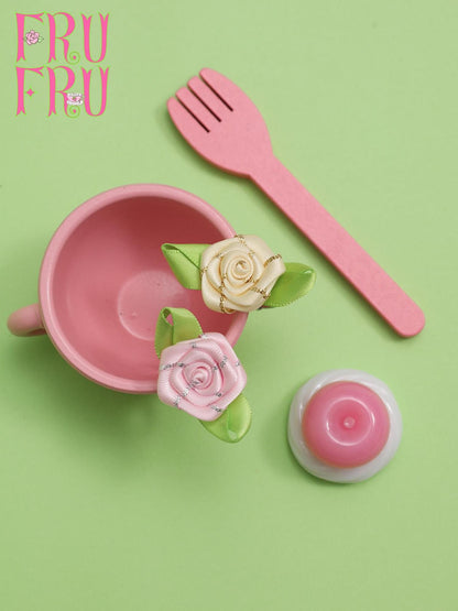Frufru Gulu Vintage Satin Rose Flower Cute Women&