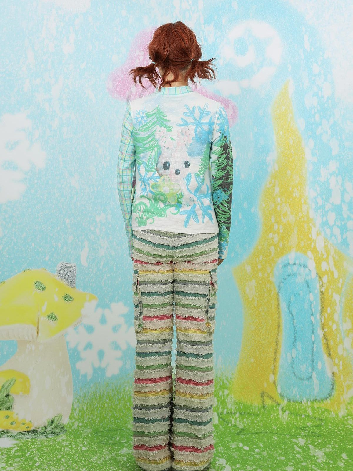 Frufru Gulu Waffle Cute Snowman Print Women&