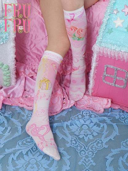 Frufru Gulu White Original Vintage Rose Print Breathable Mid Calf Women&