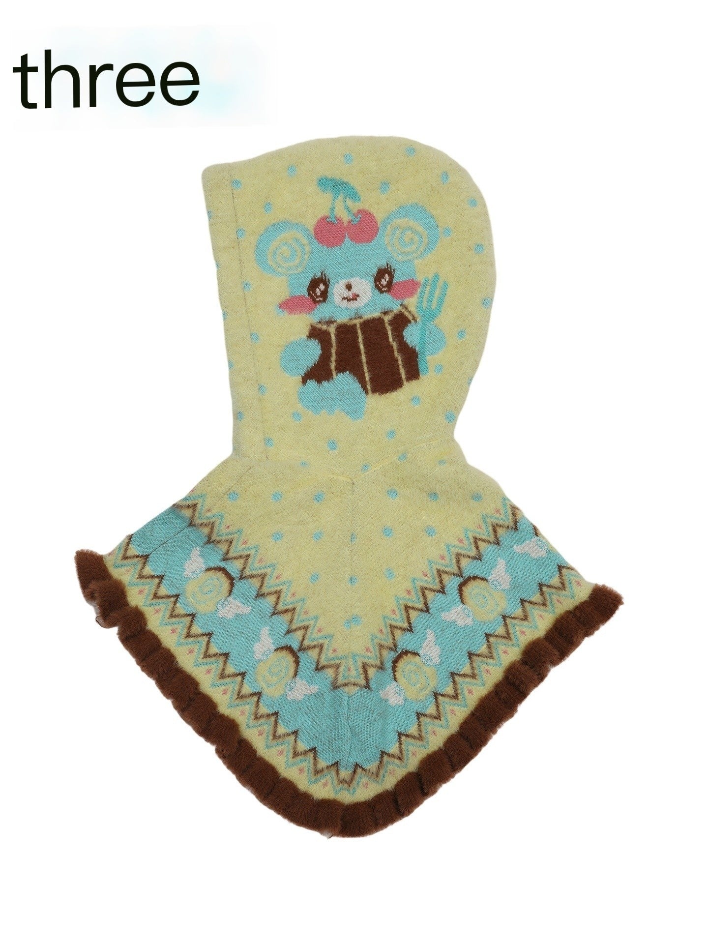 Frufru_Gulu_Yellow_Bear_Vintage_Hooded_Cape_Knit_Women&