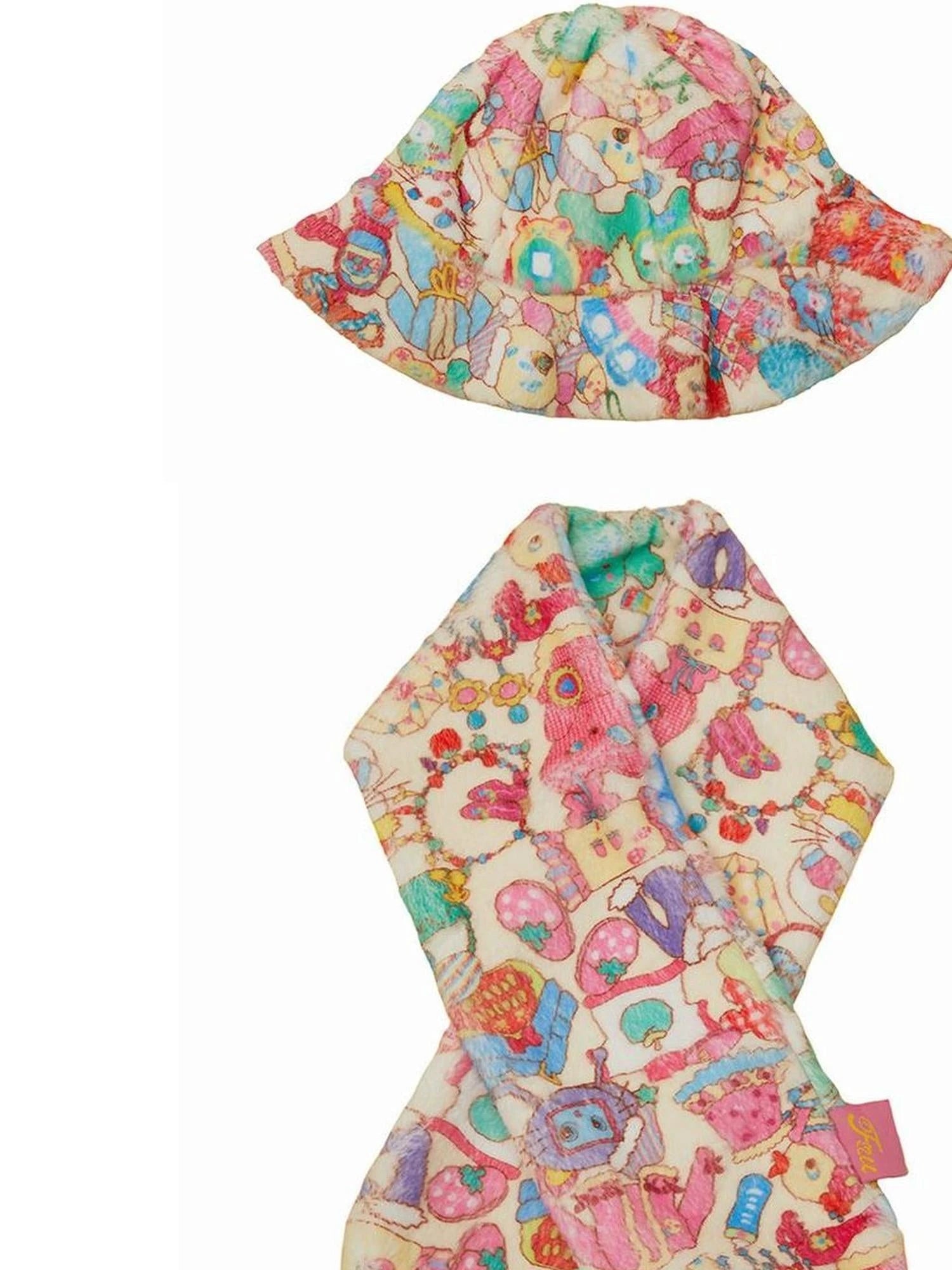 Frufruu Cute Cartoon Print Hat Scarf Set For Girls